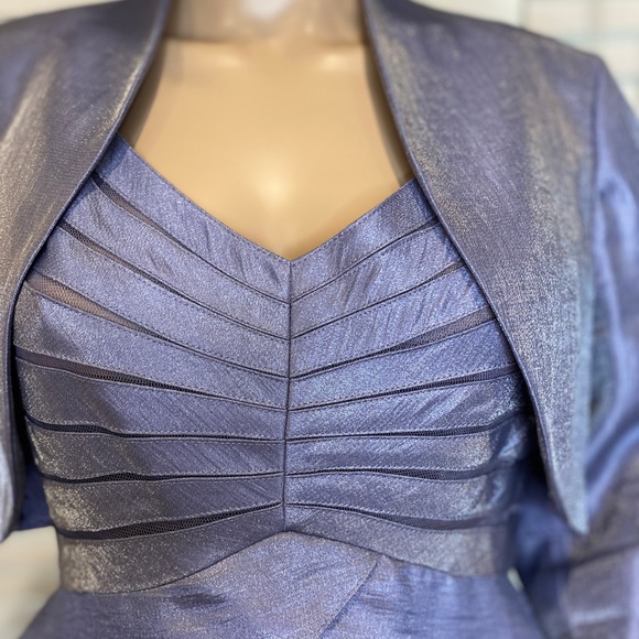 Adrianna Papell Shutter-Pleated Dress + Jacket VGC - Picture 4 of 11